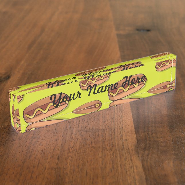 Funny Hot Dog Food Design Nameplate (Side)
