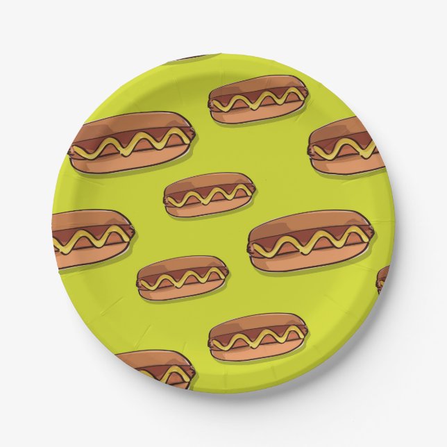 Funny Hot Dog Food Design Paper Plate (Front)