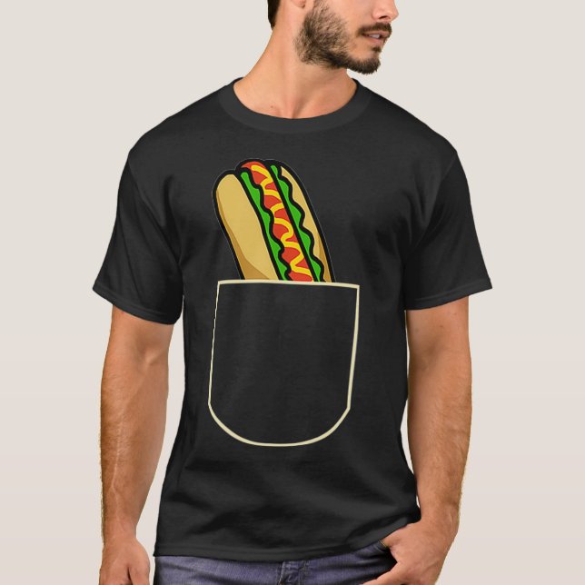 Funny Hot Dog In The Pocket Gift Hot Dog Lover T-Shirt (Front)