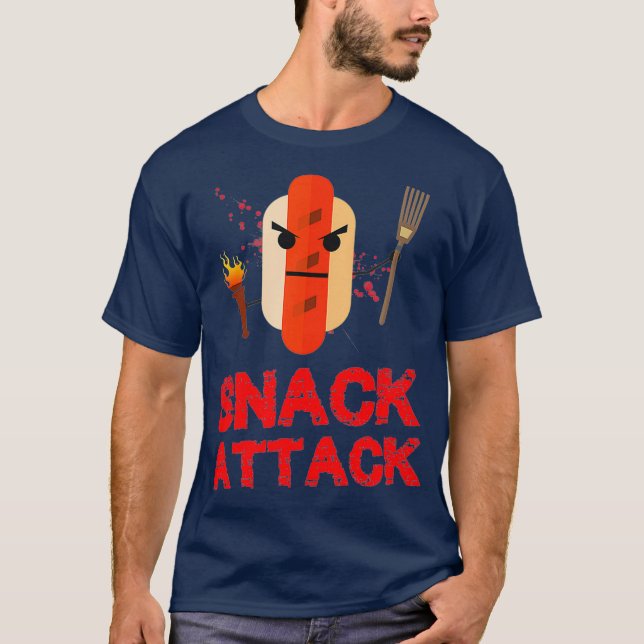 Funny Hot Dog Snack Attack Food Snacks T-Shirt (Front)