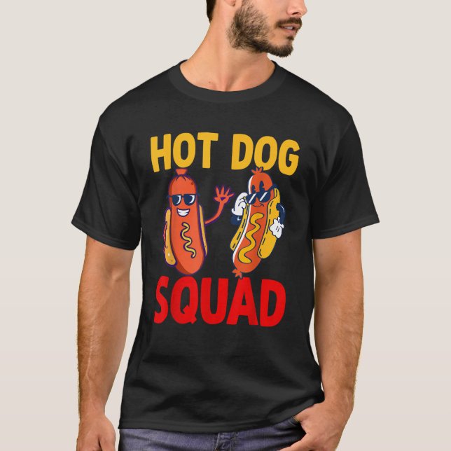 Funny Hot Dog Squad Hot Dog  T-Shirt (Front)