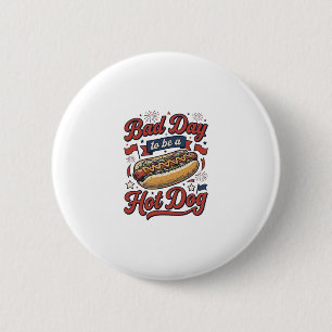 Funny Hot Dog Vintage Patriotic Food Shirt Design_ 6 Cm Round Badge