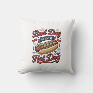 Funny Hot Dog Vintage Patriotic Food Shirt Design_ Cushion