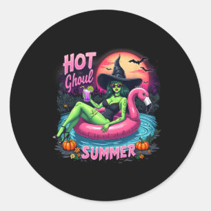 Funny Hot Ghoul Summer Summerween Vibes Skeleton I Classic Round Sticker