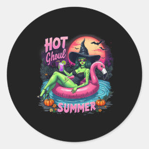 Funny Hot Ghoul Summer Summerween Vibes Skeleton I Classic Round Sticker