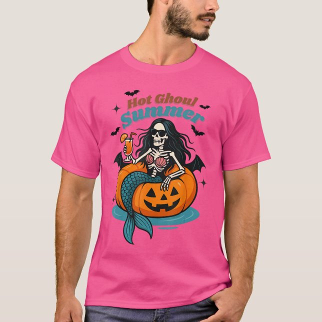 Funny HOT GHOUL SUMMER Summerween Vibes Skeleton I T-Shirt (Front)