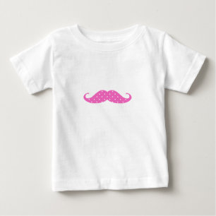 Funny Hot Pink Girly  Polka Dots Moustache Baby T-Shirt