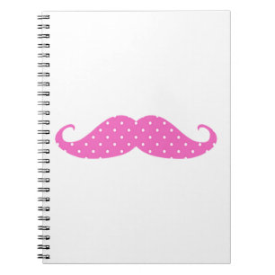 Funny Hot Pink Girly Polka Dots Moustache Notebook