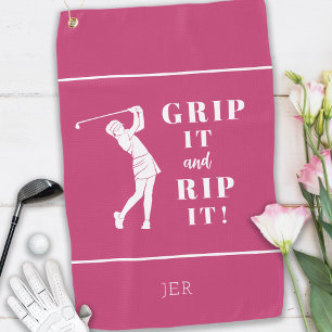 Funny Hot Pink Ladies Golfer Saying Custom Golf Towel
