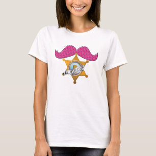Funny Hot Pink Moustache Police T-Shirt