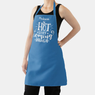 Funny Hot Stuff Typography French Blue Apron