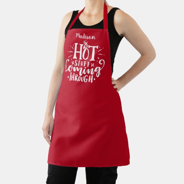 Funny Hot Stuff Typography Red  Apron (Insitu)
