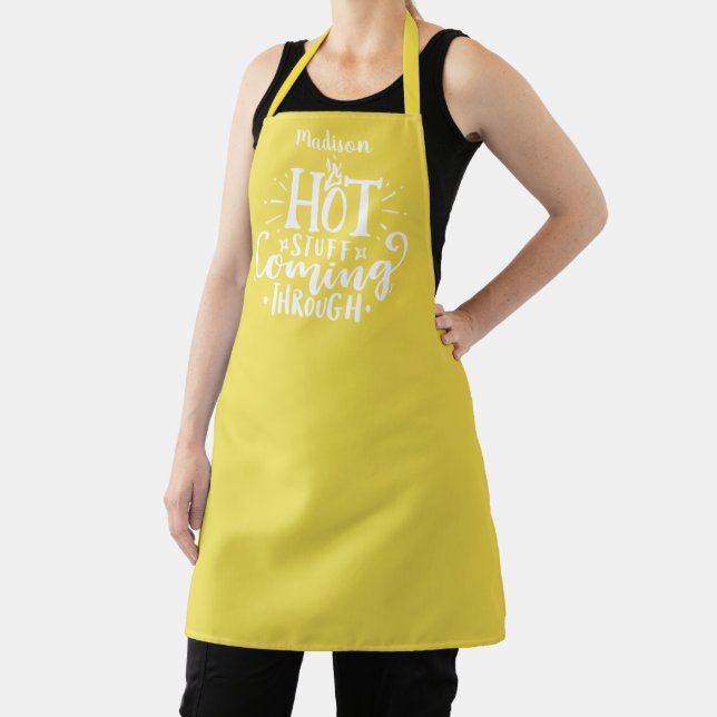 Funny Hot Stuff Typography Yellow  Apron (Insitu)