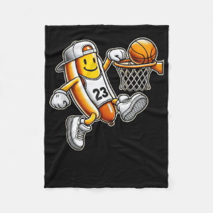 Funny Hotdog Basketball Dunk Sports Court Athletic Fleece Blanket