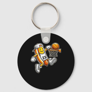 Funny Hotdog Basketball Dunk Sports Court Athletic Key Ring