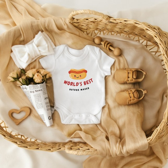 Funny hotdog, Cute  Baby Bodysuit (Creator Uploaded)