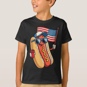 Funny Hotdog Fast Food Patriotic Us America Flag 4 T-Shirt