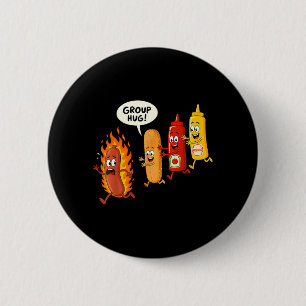 Funny Hotdog Group Hug Sausage Hot Dog Bun Chup 6 Cm Round Badge