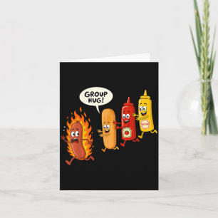Funny Hotdog Group Hug Sausage Hot Dog Bun Chup Card