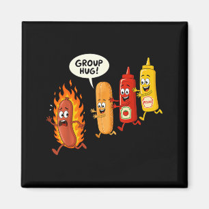 Funny Hotdog Group Hug Sausage Hot Dog Bun Chup Magnet