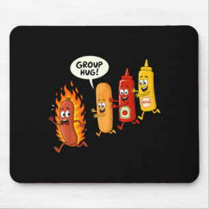 Funny Hotdog Group Hug Sausage Hot Dog Bun Chup Mouse Mat
