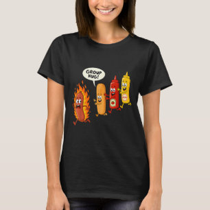 Funny Hotdog Group Hug Sausage Hot Dog Bun Chup T-Shirt