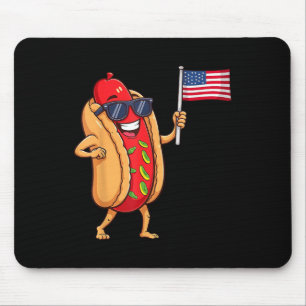 Funny Hotdog Patriotic Us America Flag 4th Of July Mouse Mat