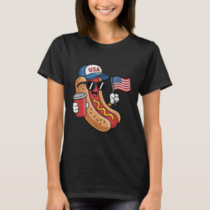 Funny Hotdog Patriotic Usa Flag 4th Of July Indepe T-Shirt