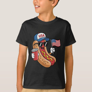 Funny Hotdog Patriotic Usa Flag 4th Of July Indepe T-Shirt
