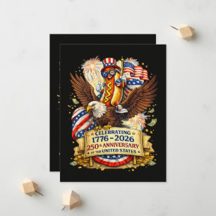 Funny Hotdog Riding Eagle 250th Anniversary USA Announcement