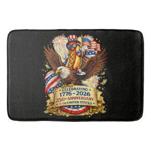 Funny Hotdog Riding Eagle 250th Anniversary USA Bath Mat