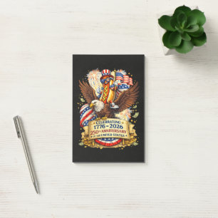 Funny Hotdog Riding Eagle 250th Anniversary USA Post-it Notes