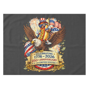 Funny Hotdog Riding Eagle 250th Anniversary USA Tablecloth
