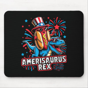 Funny Hotdog T Rex Dinosaur 4th Of July Amerisauru Mouse Mat