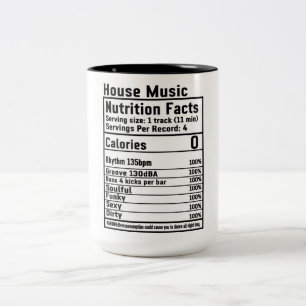 Funny House Music Nutritional Facts  Two-Tone Coff Two-Tone Coffee Mug