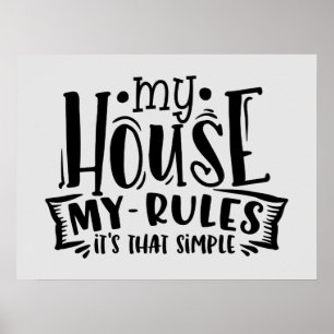 funny house rules word art poster