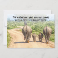 Funny Housewarming Open House Elephants Moved