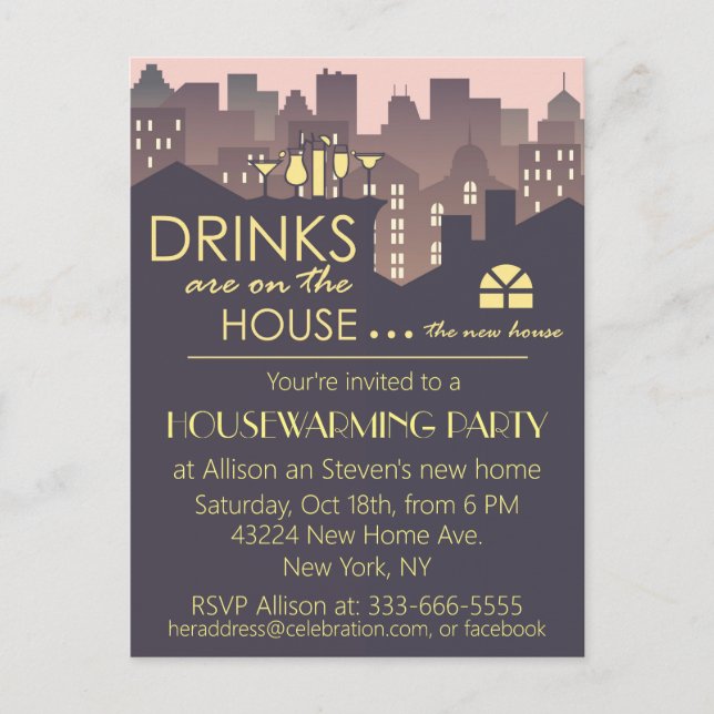Funny Housewarming Party design Announcement Postcard (Front)