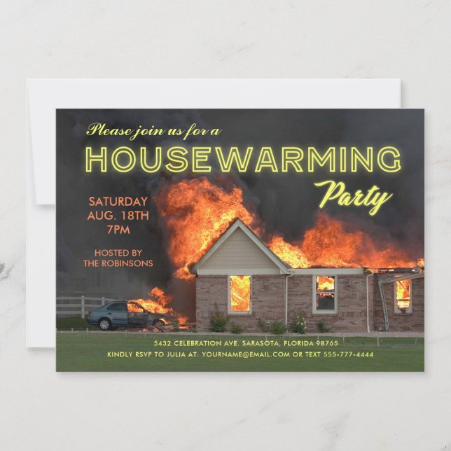Funny Housewarming Party Invitations | En Fuego (Front)