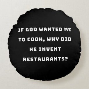 Funny Housewife Quote, I Hate Cooking Funny Round Cushion