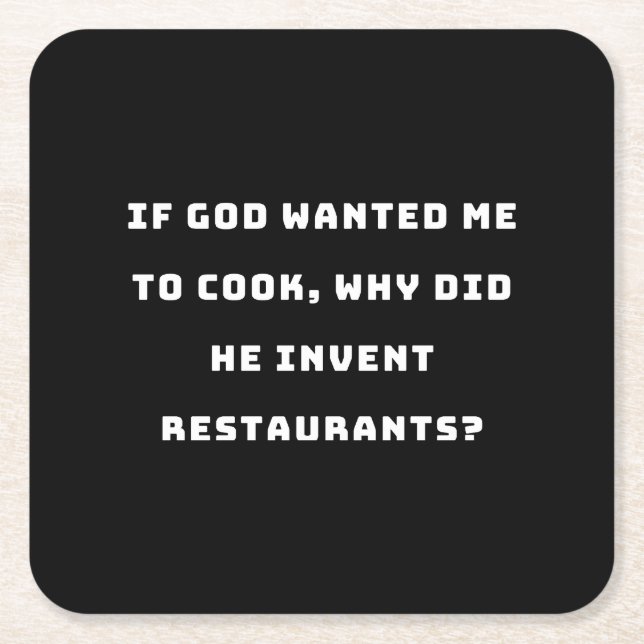 Funny Housewife Quote, I Hate Cooking Funny Square Paper Coaster (Front)