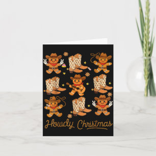 Funny Howdy Christmas Gingerbread Cowboy Rodeo Wes Card