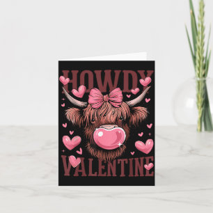 Funny Howdy Valentine Highland Cow Valentine’s Day Card