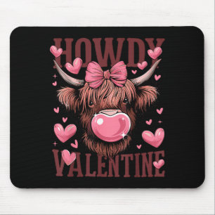 Funny Howdy Valentine Highland Cow Valentine’s Day Mouse Mat