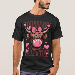 Funny Howdy Valentine Highland Cow Valentine’s Day T-Shirt