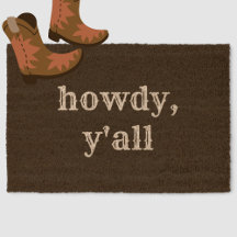 Funny Howdy Y'all Minimal Southern Welcome Coir