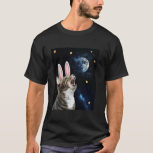 Funny Howling Cat Full Moon Happy Easter Meme T-Shirt