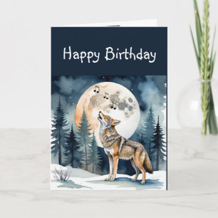 Funny Howling Coyote Birthday Card