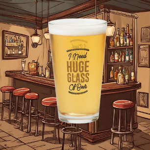 funny huge beer word art glass