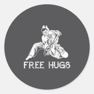 Funny Hugs Brazilian Jiu Jitsu Mma Bjj Classic Round Sticker